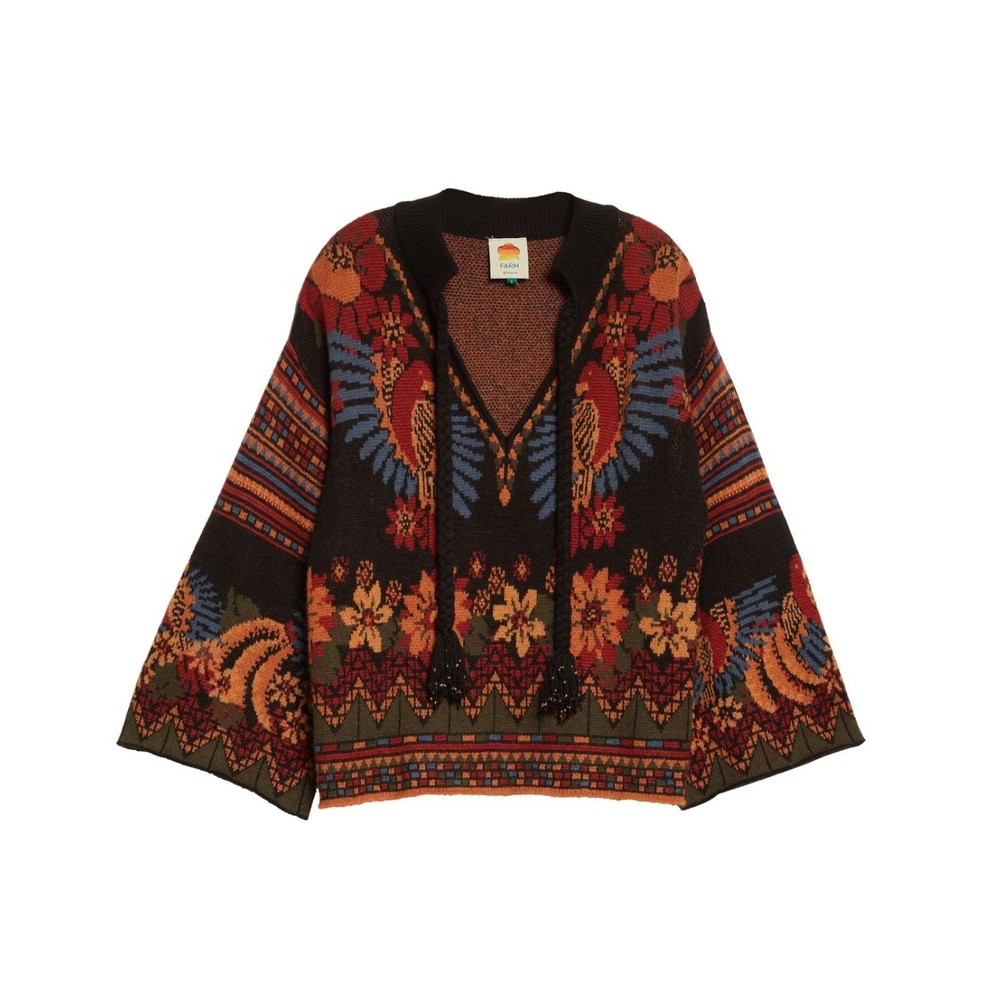 Farm Rio Macaw Ballet Ainika Sweater Sz XS (Fits S-L)‎ Wool Blend Oversized Rare